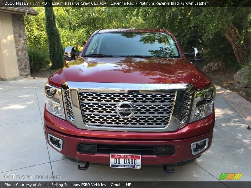 Cayenne Red / Platinum Reserve Black/Brown Leather 2016 Nissan TITAN XD Platinum Reserve Crew Cab 4x4