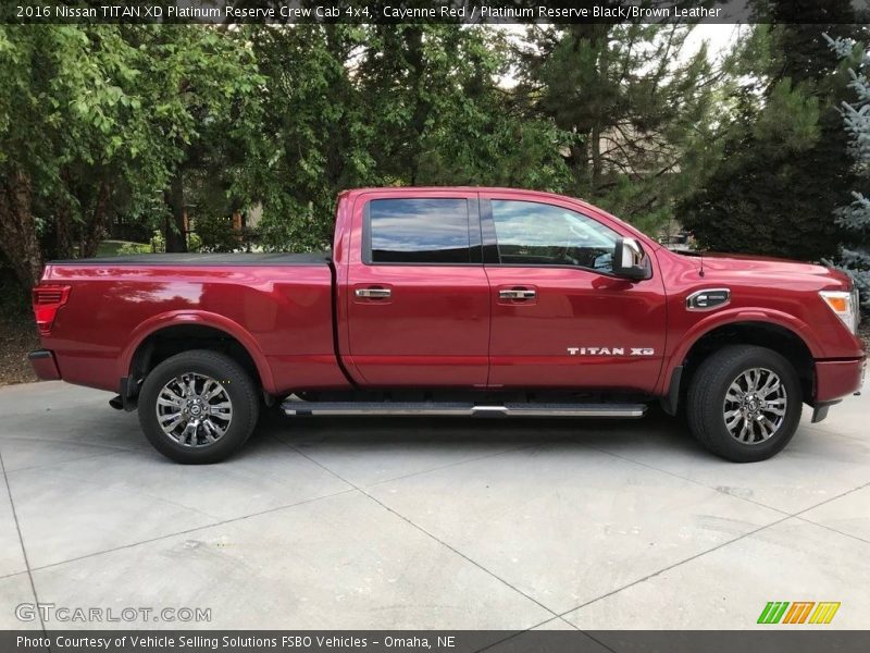 Cayenne Red / Platinum Reserve Black/Brown Leather 2016 Nissan TITAN XD Platinum Reserve Crew Cab 4x4