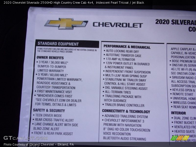 Iridescent Pearl Tricoat / Jet Black 2020 Chevrolet Silverado 2500HD High Country Crew Cab 4x4