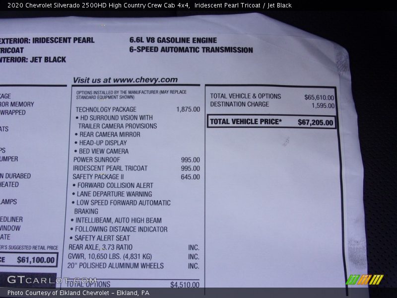 Iridescent Pearl Tricoat / Jet Black 2020 Chevrolet Silverado 2500HD High Country Crew Cab 4x4