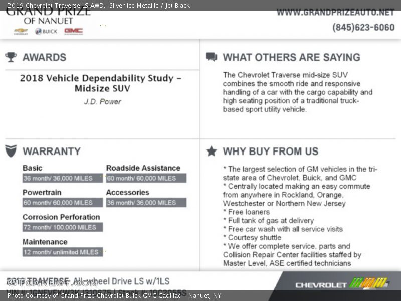 Silver Ice Metallic / Jet Black 2019 Chevrolet Traverse LS AWD