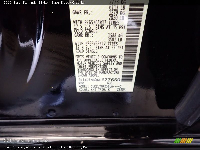 Super Black / Graphite 2010 Nissan Pathfinder SE 4x4