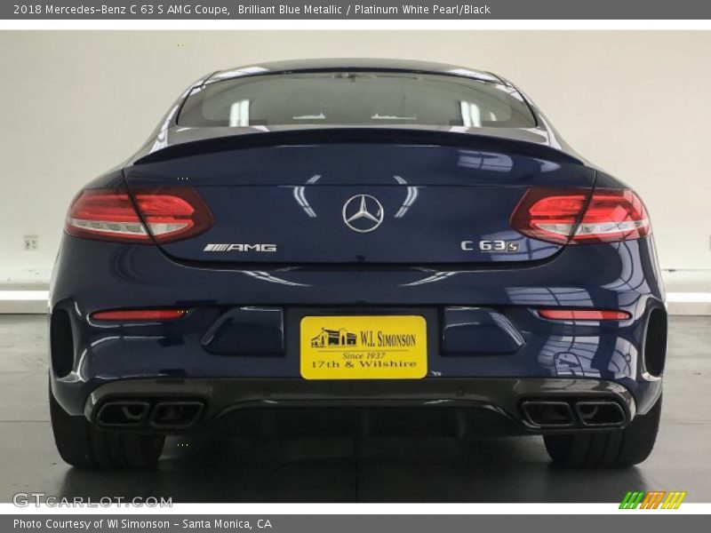 Brilliant Blue Metallic / Platinum White Pearl/Black 2018 Mercedes-Benz C 63 S AMG Coupe