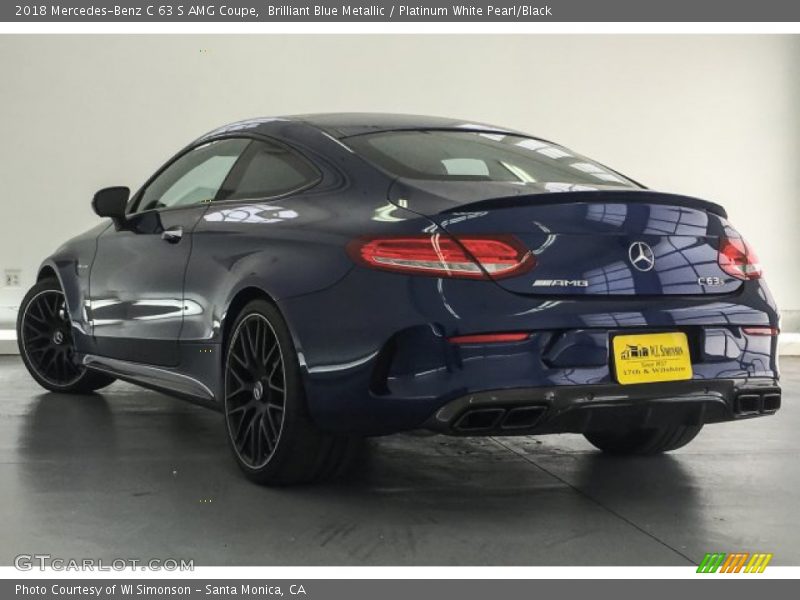 Brilliant Blue Metallic / Platinum White Pearl/Black 2018 Mercedes-Benz C 63 S AMG Coupe