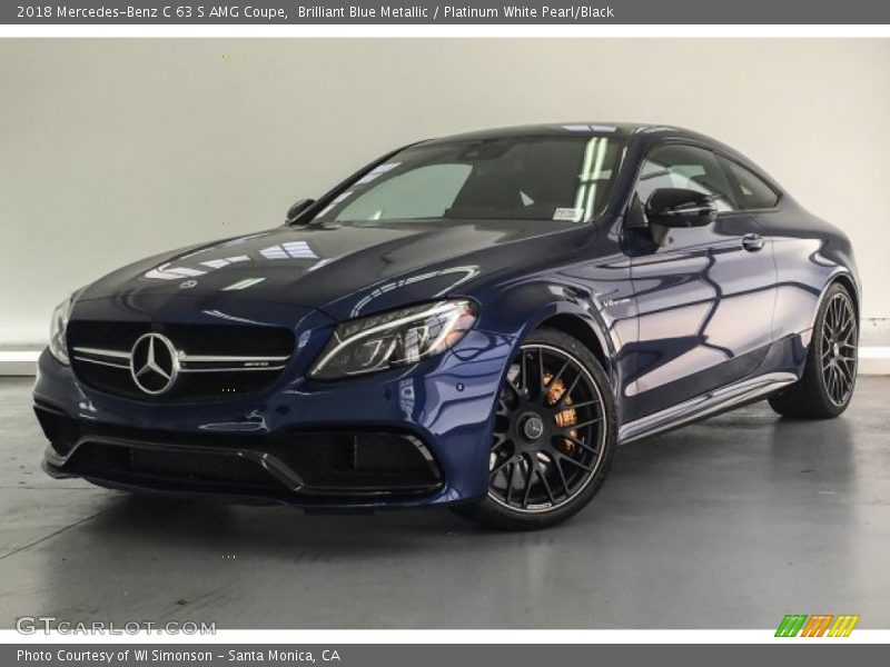 Brilliant Blue Metallic / Platinum White Pearl/Black 2018 Mercedes-Benz C 63 S AMG Coupe