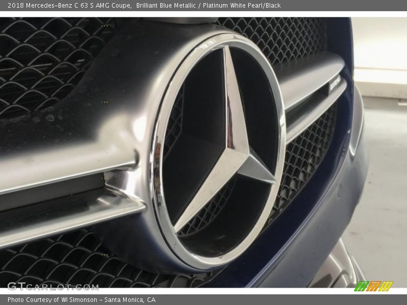Brilliant Blue Metallic / Platinum White Pearl/Black 2018 Mercedes-Benz C 63 S AMG Coupe