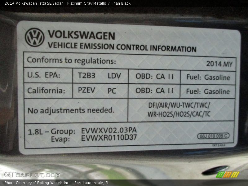 Platinum Gray Metallic / Titan Black 2014 Volkswagen Jetta SE Sedan