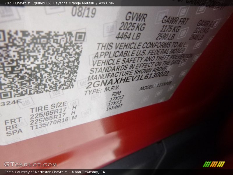 Cayenne Orange Metallic / Ash Gray 2020 Chevrolet Equinox LS