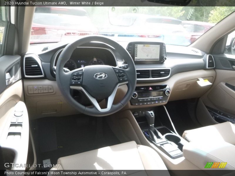Winter White / Beige 2020 Hyundai Tucson Ultimate AWD