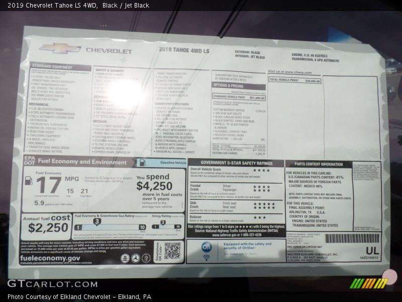 Black / Jet Black 2019 Chevrolet Tahoe LS 4WD