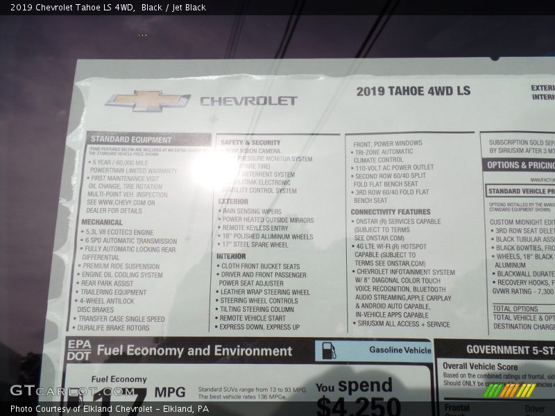 Black / Jet Black 2019 Chevrolet Tahoe LS 4WD