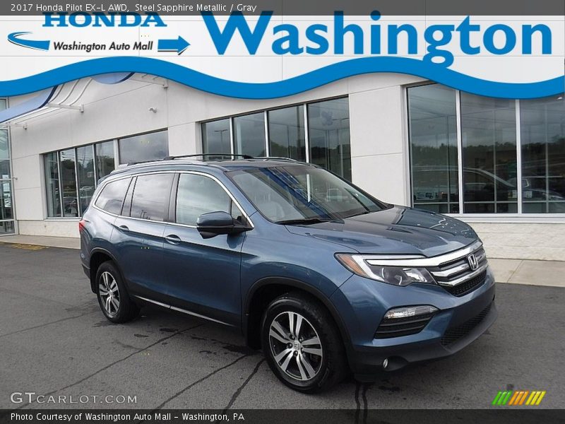 Steel Sapphire Metallic / Gray 2017 Honda Pilot EX-L AWD