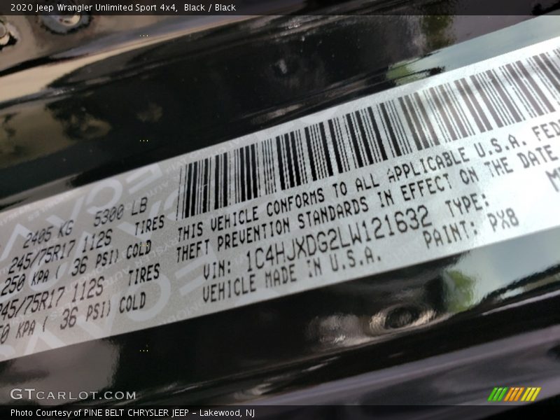 Black / Black 2020 Jeep Wrangler Unlimited Sport 4x4