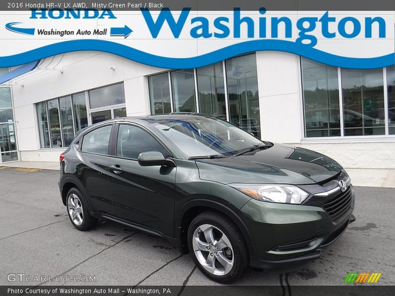 Misty Green Pearl / Black 2016 Honda HR-V LX AWD