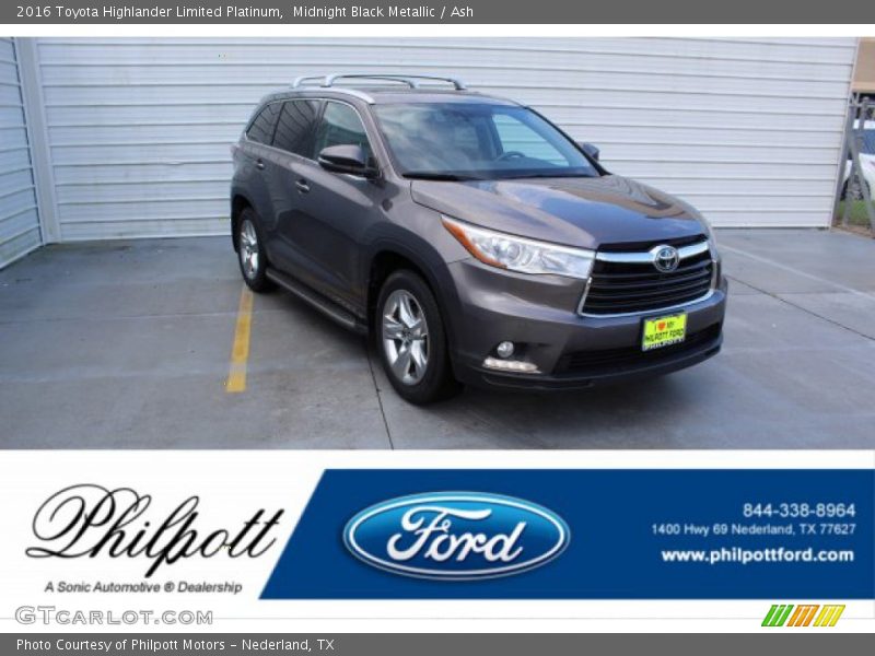 Midnight Black Metallic / Ash 2016 Toyota Highlander Limited Platinum