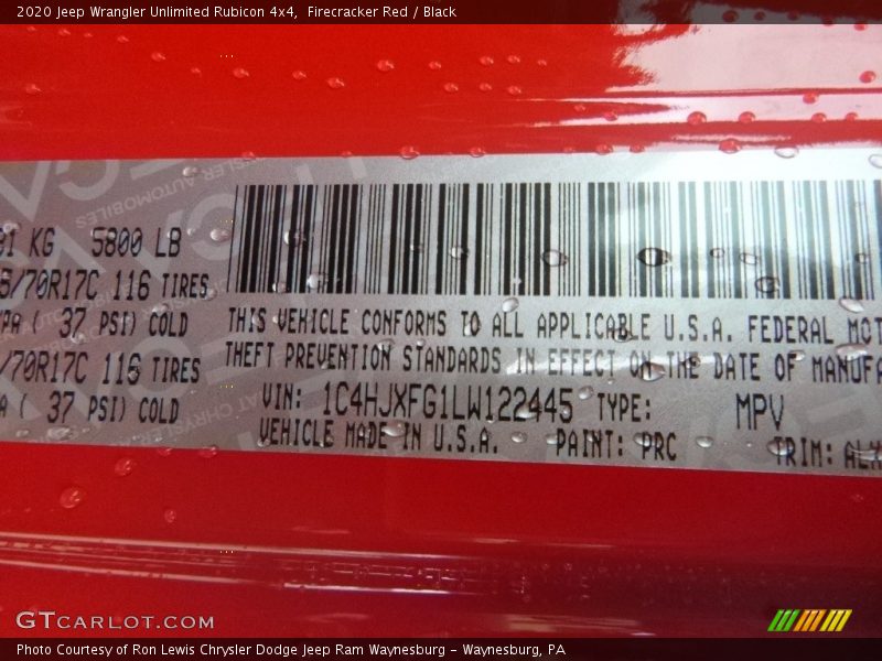 Firecracker Red / Black 2020 Jeep Wrangler Unlimited Rubicon 4x4