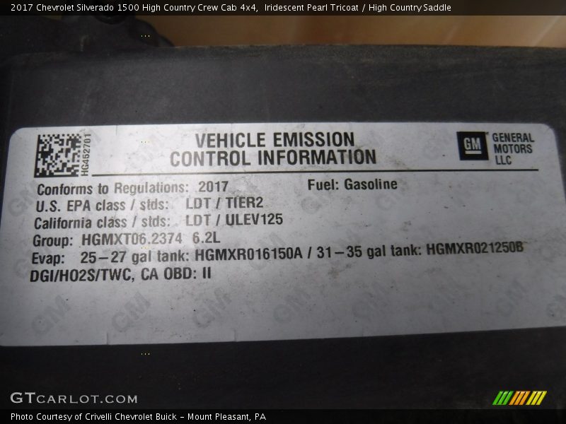 Iridescent Pearl Tricoat / High Country Saddle 2017 Chevrolet Silverado 1500 High Country Crew Cab 4x4