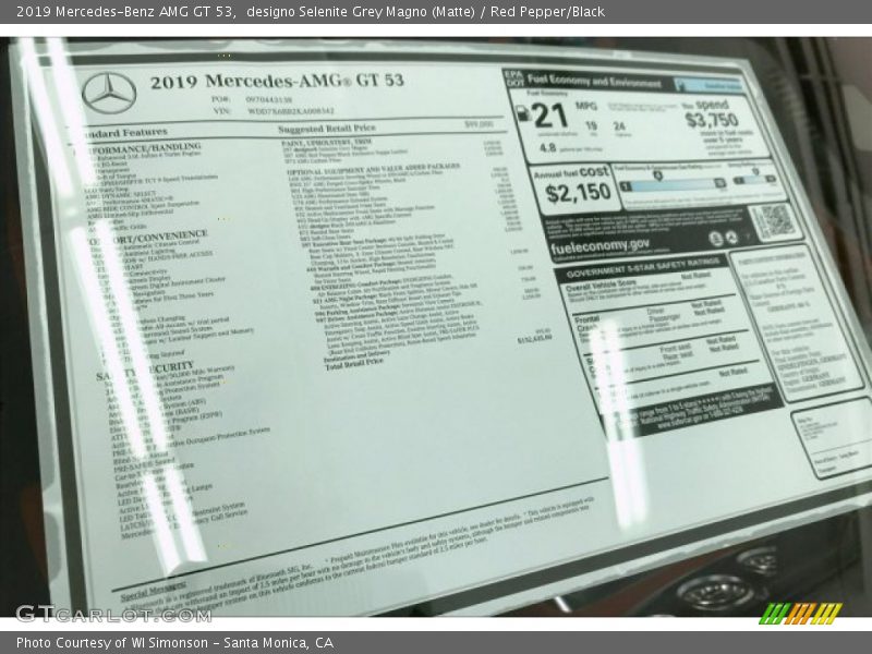  2019 AMG GT 53 Window Sticker