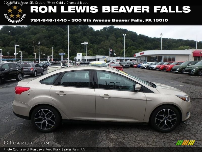 White Gold / Charcoal Black 2018 Ford Focus SEL Sedan