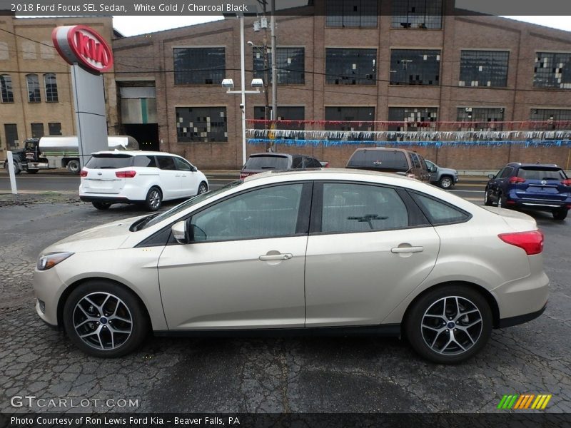 White Gold / Charcoal Black 2018 Ford Focus SEL Sedan