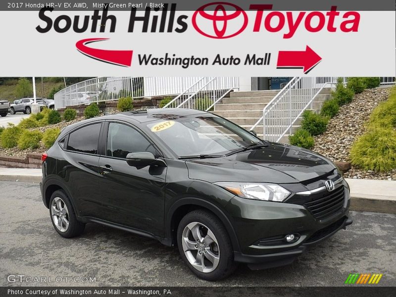 Misty Green Pearl / Black 2017 Honda HR-V EX AWD
