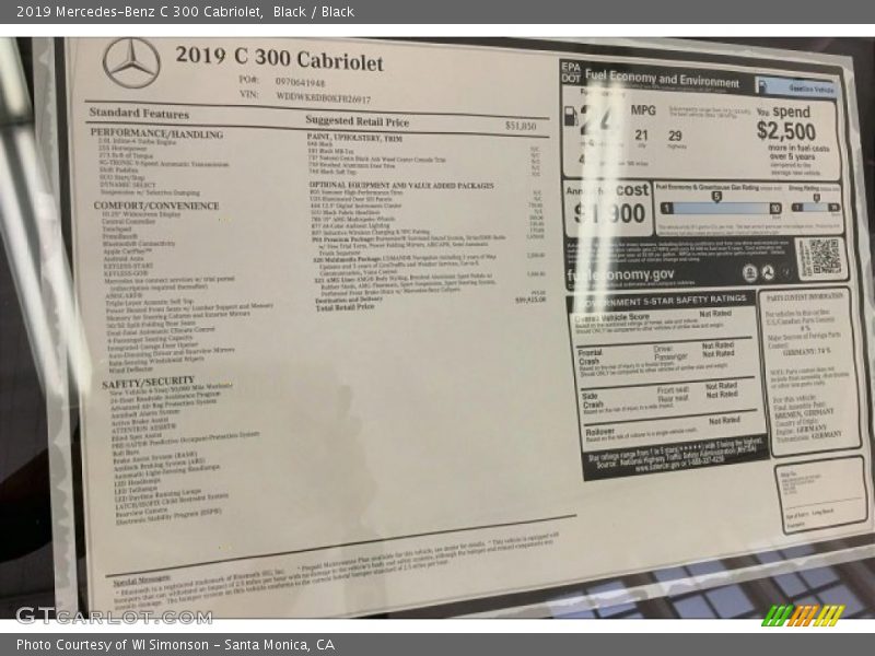 Black / Black 2019 Mercedes-Benz C 300 Cabriolet
