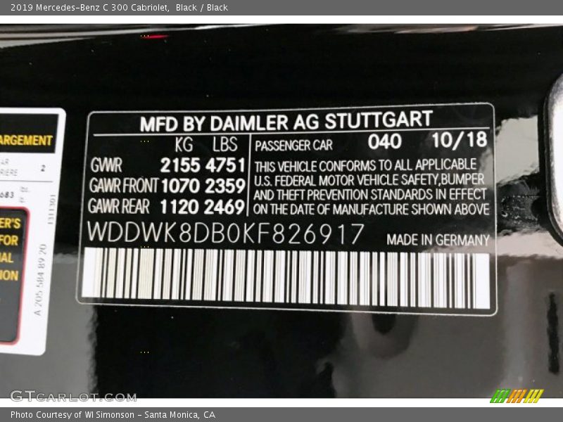 Black / Black 2019 Mercedes-Benz C 300 Cabriolet