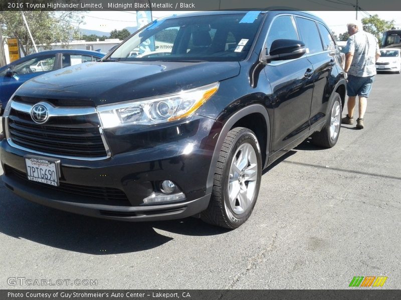 Midnight Black Metallic / Black 2016 Toyota Highlander Limited