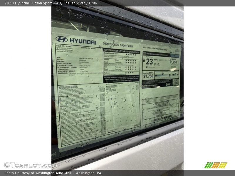  2020 Tucson Sport AWD Window Sticker