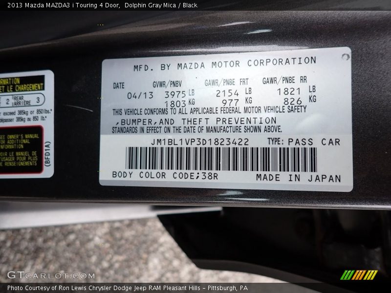 Dolphin Gray Mica / Black 2013 Mazda MAZDA3 i Touring 4 Door