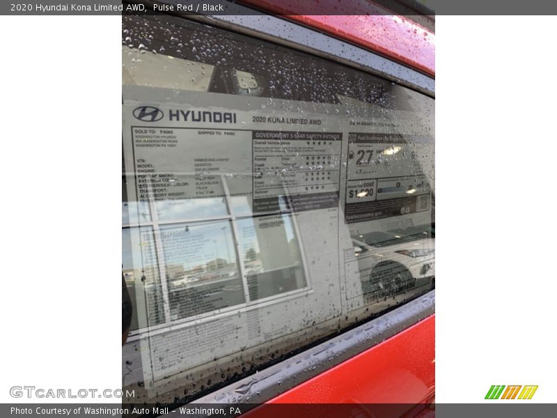  2020 Kona Limited AWD Window Sticker