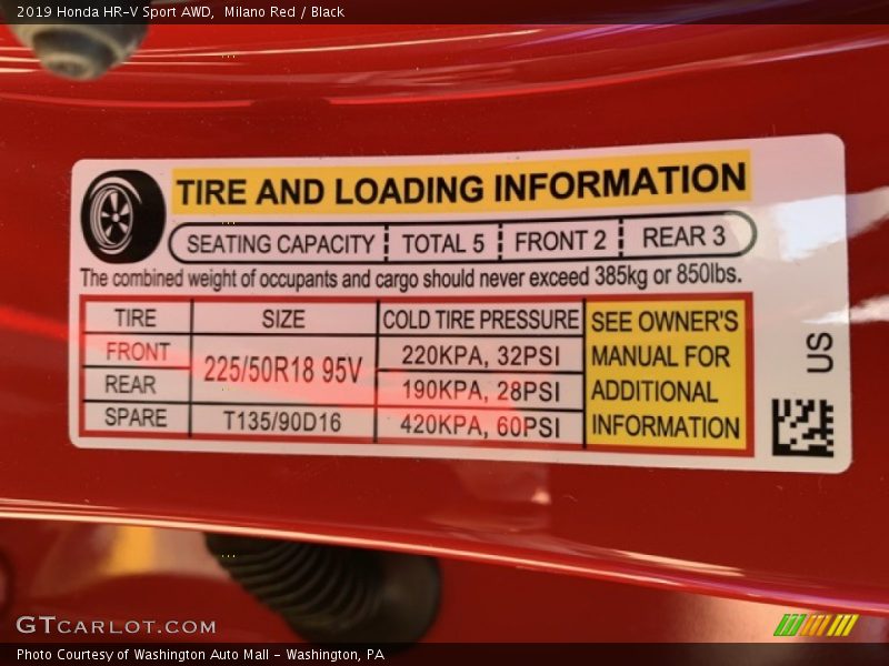 Milano Red / Black 2019 Honda HR-V Sport AWD