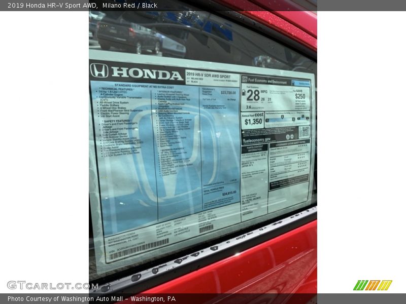 Milano Red / Black 2019 Honda HR-V Sport AWD