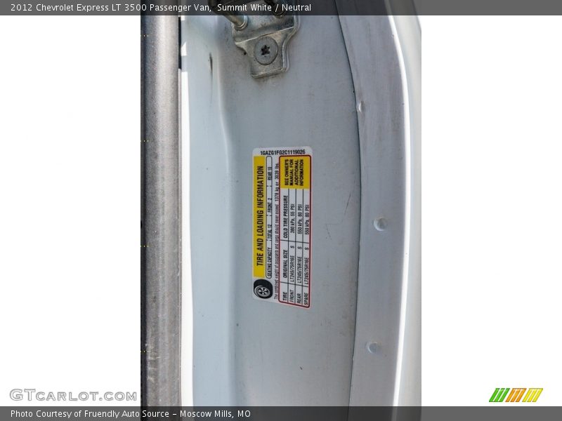 Summit White / Neutral 2012 Chevrolet Express LT 3500 Passenger Van