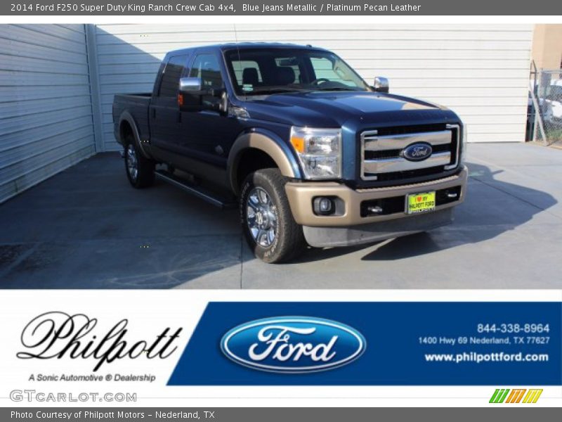 Blue Jeans Metallic / Platinum Pecan Leather 2014 Ford F250 Super Duty King Ranch Crew Cab 4x4