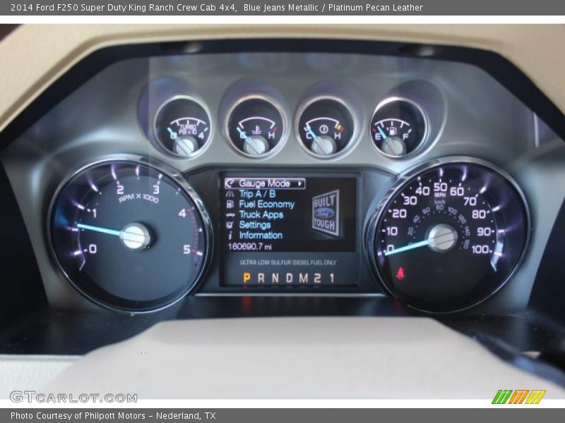 Blue Jeans Metallic / Platinum Pecan Leather 2014 Ford F250 Super Duty King Ranch Crew Cab 4x4