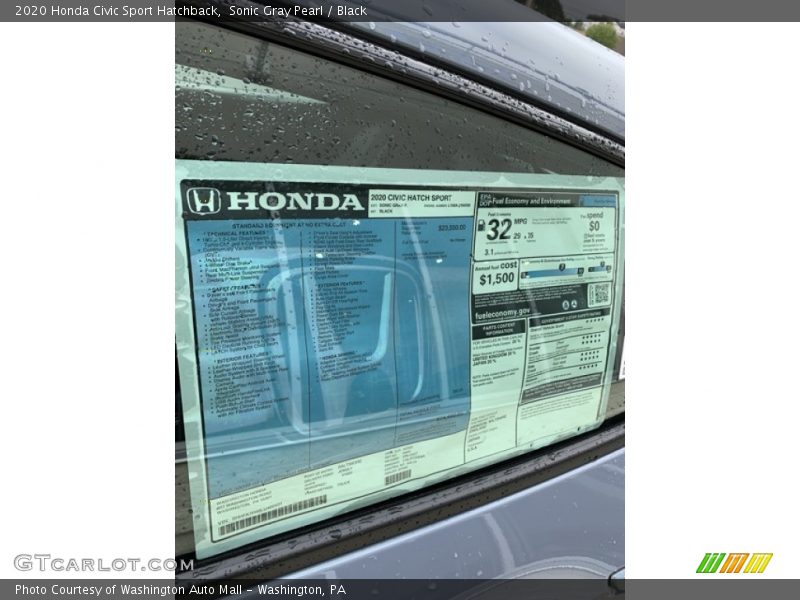  2020 Civic Sport Hatchback Window Sticker