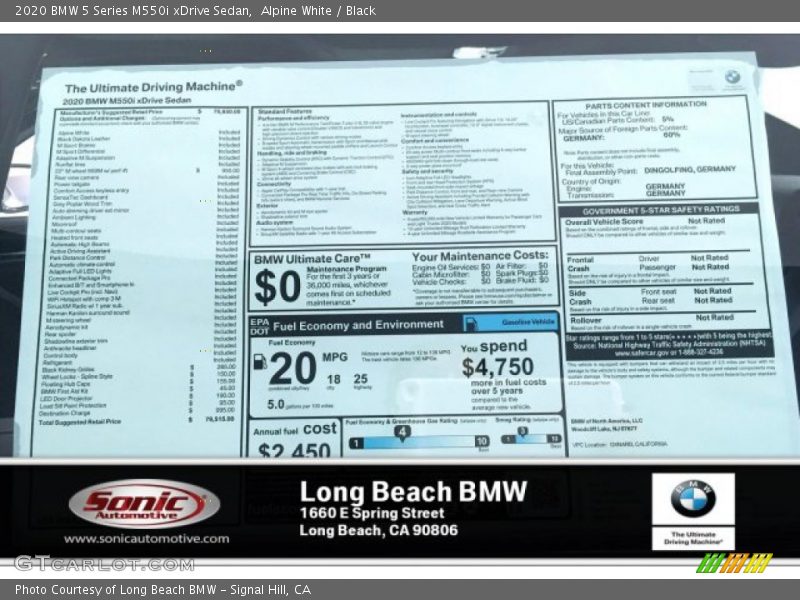 Alpine White / Black 2020 BMW 5 Series M550i xDrive Sedan