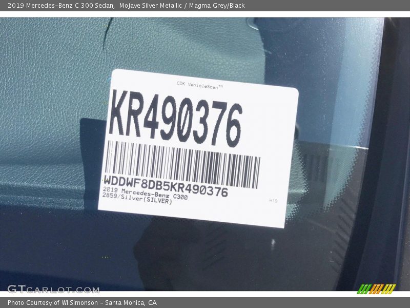 Mojave Silver Metallic / Magma Grey/Black 2019 Mercedes-Benz C 300 Sedan