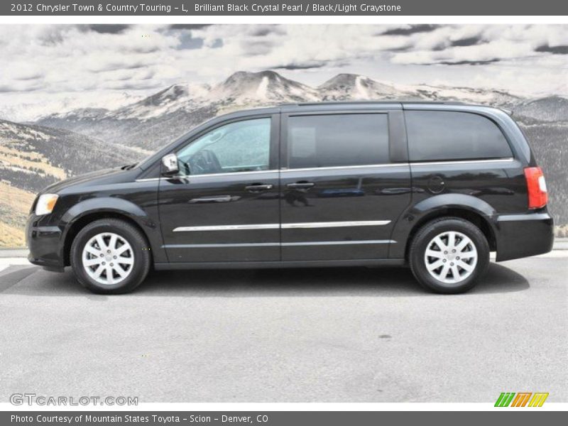 Brilliant Black Crystal Pearl / Black/Light Graystone 2012 Chrysler Town & Country Touring - L