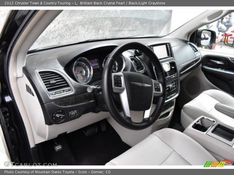 Brilliant Black Crystal Pearl / Black/Light Graystone 2012 Chrysler Town & Country Touring - L