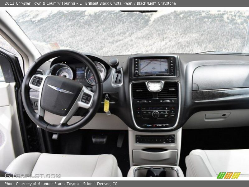 Brilliant Black Crystal Pearl / Black/Light Graystone 2012 Chrysler Town & Country Touring - L