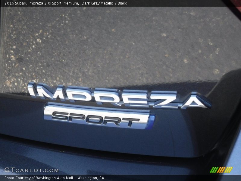 Dark Gray Metallic / Black 2016 Subaru Impreza 2.0i Sport Premium