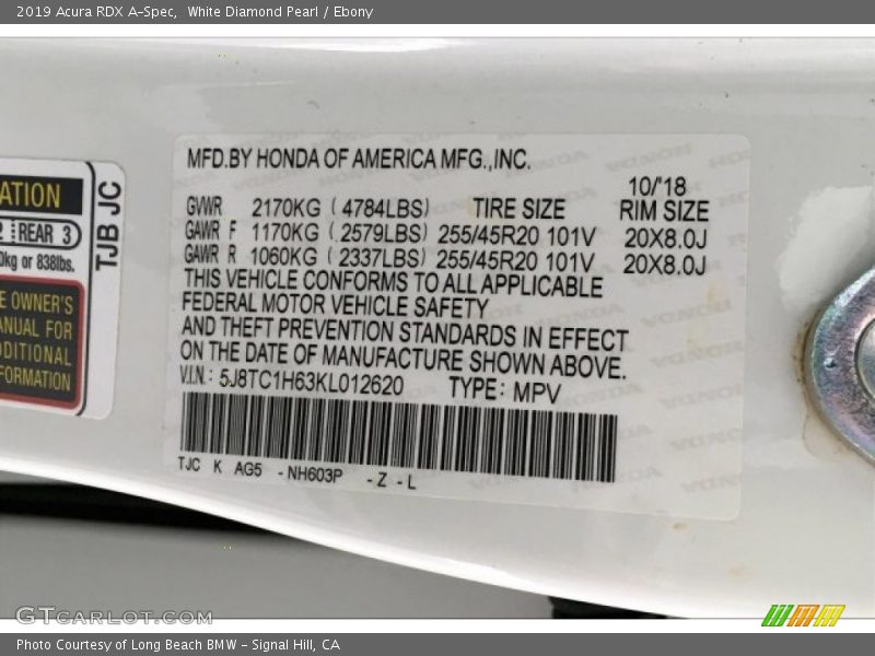 White Diamond Pearl / Ebony 2019 Acura RDX A-Spec