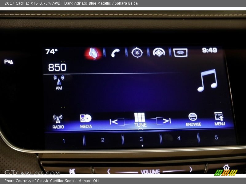 Dark Adriatic Blue Metallic / Sahara Beige 2017 Cadillac XT5 Luxury AWD