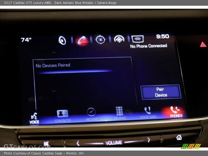 Dark Adriatic Blue Metallic / Sahara Beige 2017 Cadillac XT5 Luxury AWD