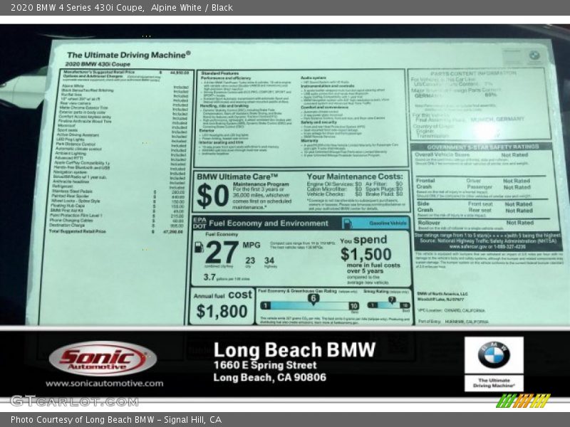 Alpine White / Black 2020 BMW 4 Series 430i Coupe