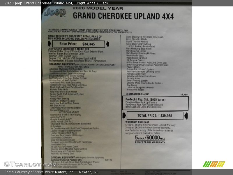 Bright White / Black 2020 Jeep Grand Cherokee Upland 4x4