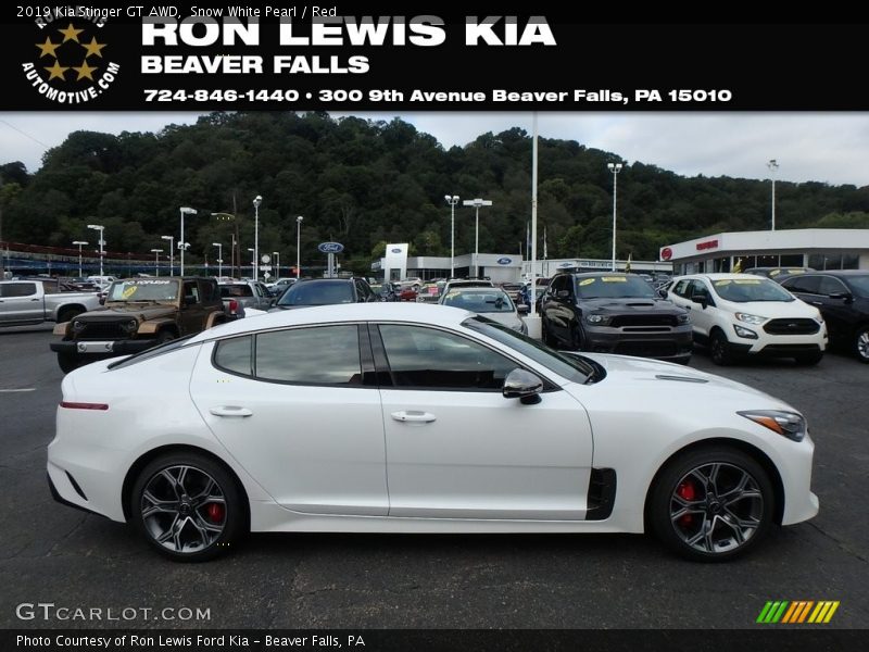 Snow White Pearl / Red 2019 Kia Stinger GT AWD