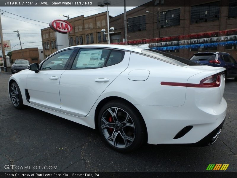 Snow White Pearl / Red 2019 Kia Stinger GT AWD